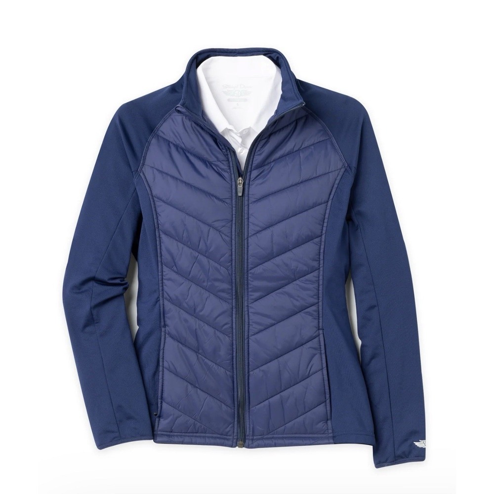 Straight Down Womens Nova Jacket Puffer Quilted Full Zip Navy Coat Sz M